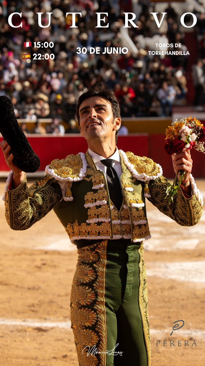 InfoMAPerera's tweet photo. 𝗖𝗨𝗧𝗘𝗥𝗩𝗢

🗓️30 de junio a las 🇵🇪 15:00 🇪🇸 22:00

🐂 Toros de TORREHANDILLA para:  

⚔️  𝙈𝙞𝙜𝙪𝙚𝙡 Á𝙣𝙜𝙚𝙡 𝙋𝙚𝙧𝙚𝙧𝙖

⚔️ Daniel Luque 

⚔️ Julio Aguilar

#Perera #pasión https://t.co/fQkb1eIXCd
