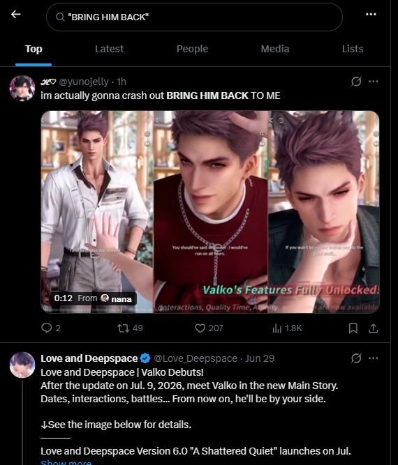 Aymuii's tweet photo. I thought a certain politician was trending again but NO ITS JS LOVE AND DEEPSPACE https://t.co/guEcveRa2j