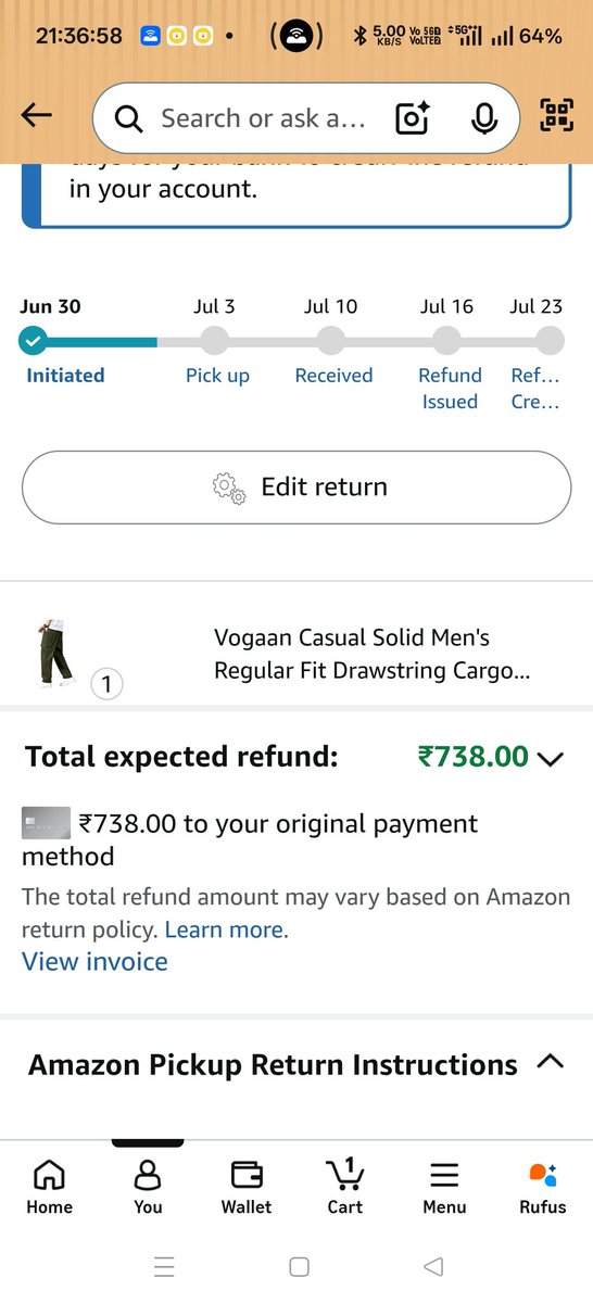 itsdeep_23's tweet photo. @AmazonHelp I returned my item to your delivery executive yesterday, but it's still not marked as picked up in my account. This delay is affecting my refund. Please check and update the status. https://t.co/apyDyQiDhV