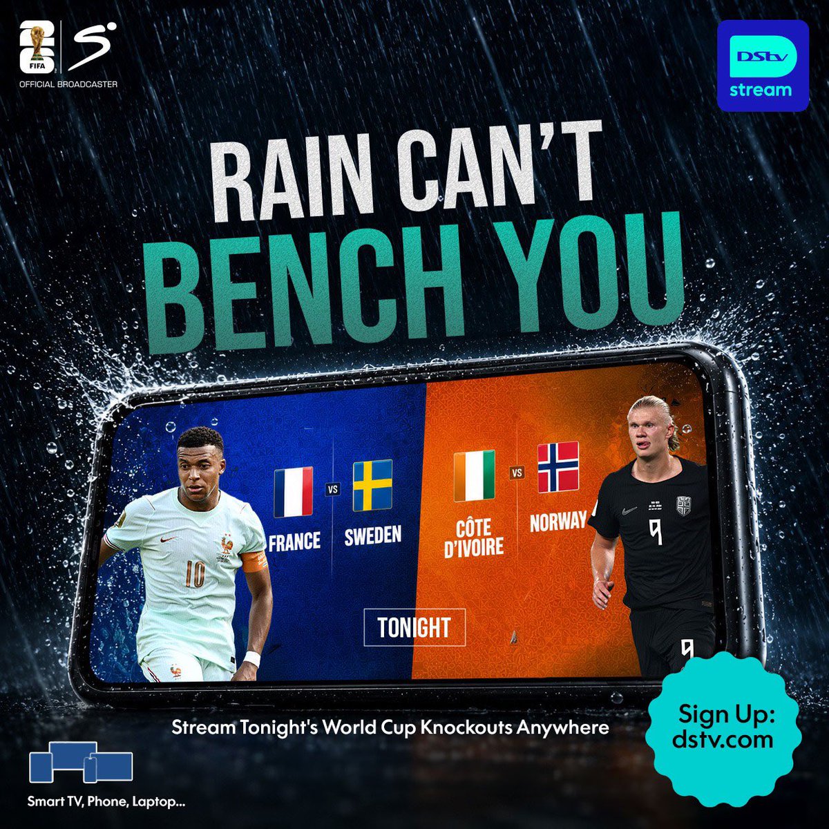 DStvNg's tweet photo. Don’t let the weather keep you on the sidelines. Catch every moment of tonight’s knockout action, live wherever you are with #DStvStream.📱 https://t.co/tFI1QhNYTW