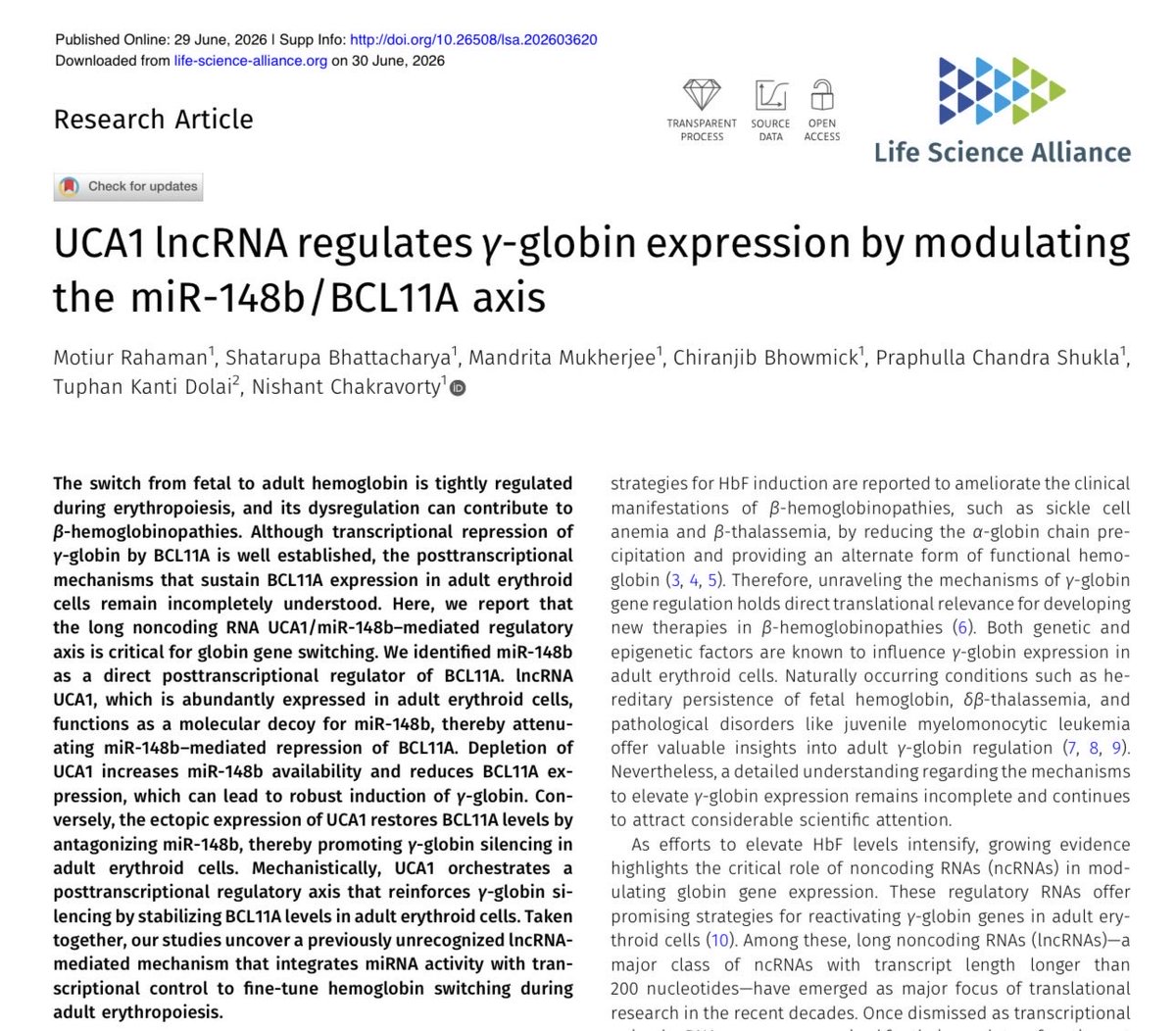 Shatarupa21's tweet photo. It’s raining papers in 2026! Our 2nd paper of the year is out in Life Science Alliance journal, spearheaded by my colleague @Motiur_Rhmn, this study was my first venture into the RNA biology world! 
Happy Reading! 
https://t.co/Yh2YlB1O54
@IITKgp 
Congratulations to all authors! https://t.co/4EL8g7EsMV