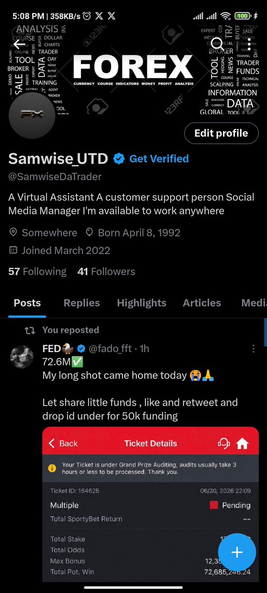 SamwiseDaTrader's tweet photo. @fado_fft HERE WE GO. 

SPORTY ID
8138506723

Congratulations sir. 
Blessings 🙏🏾 https://t.co/BMEJnTO3C5