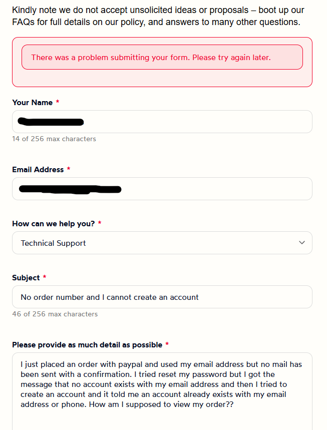 GuldenBoer's tweet photo. @commodoreofcl 
Pre-ordered, no confirmation or any other email, I try to reset my password but I get told my email isn't linked to any account. Next I try to create an account and it tells me there already is an account with that mail or phone number. Can't even create a ticket. https://t.co/q6pkToyF5d