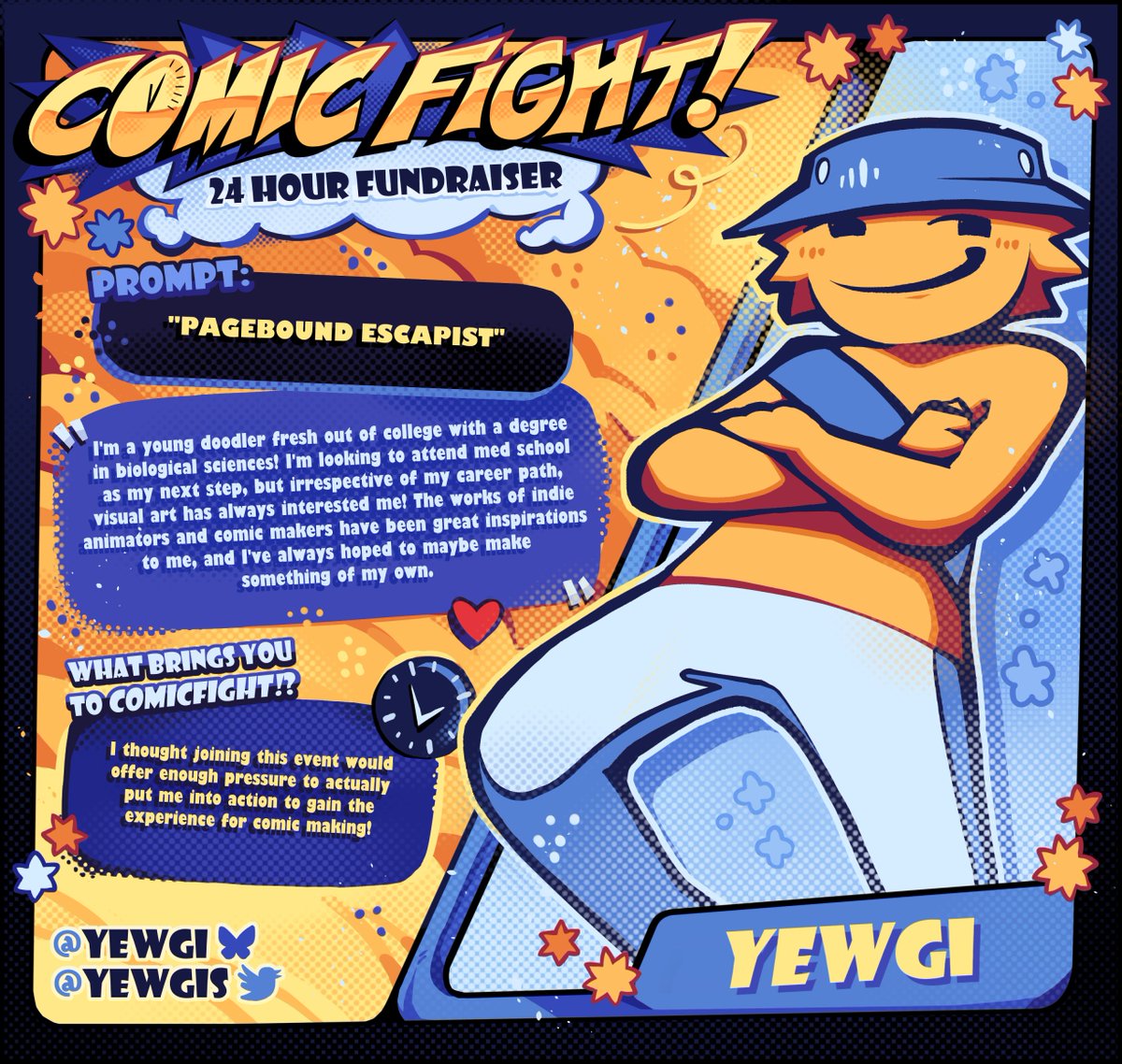 Comicfight24hr's tweet photo. Welcome our participant @yewgi ! They will be participating in our 24 hour charity live stream helping  "CoachArt"!!!

Our marathon will begin on at 12pm EST on July 17th. Join us on stream to support CoachArt! On Twitch at theocomixart and Twitch at couch_toro!! https://t.co/QCPJjiEeCa