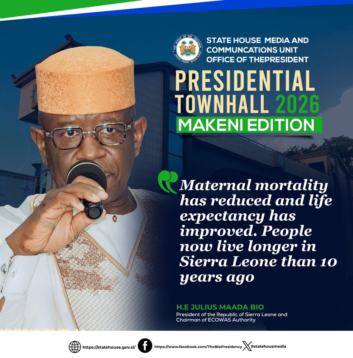 StateHousMedia's tweet photo. As the Presidential Townhall in Makeni proceeds, we bring you highlights of @PresidentBio's engagement... https://t.co/HVO6iIg3Tw