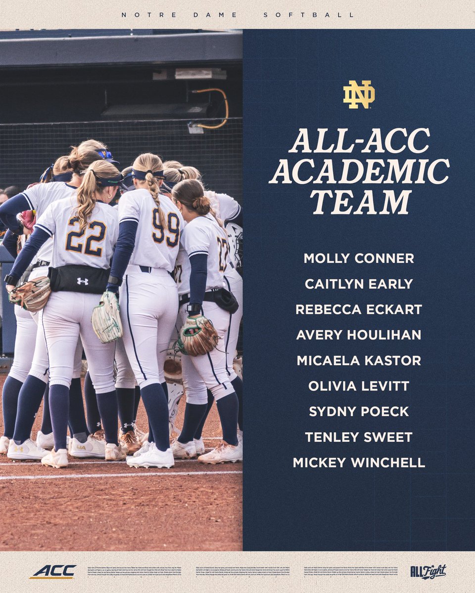 NDsoftball's tweet photo. Celebrating a well-earned honor 📚

#GoIrish | #ndsbSWAG https://t.co/pstjfytKH6