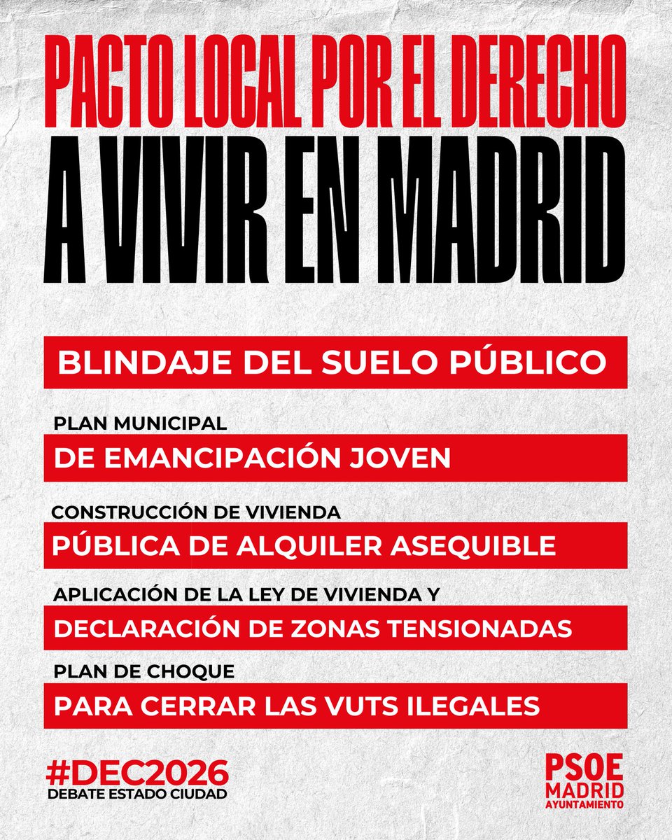 PSOECL's tweet photo. Esta mañana ha sido el Debate del Estado de la Ciudad #DEC2026

Nuestra portavoz @MarotoReyes lo ha dejado claro: Madrid necesita cambios y el @PSOEMCiudad tenemos claro cuales:

🏘Vivienda
❤️Ciudad que cuida
⚖️Igualdad de oportunidades

#IzquierdaValiente❤️

(Continúa...⤵️) https://t.co/eBA16qsiVV