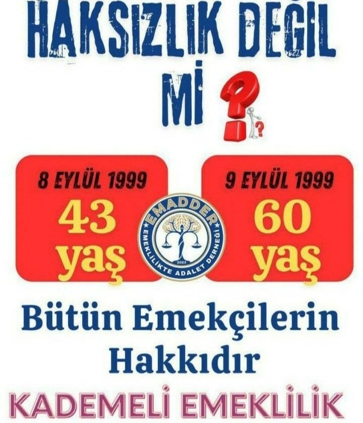 Bahattin79_'s tweet photo. Hak Hukuk Vicdan Adalet için 
Kademeli Emeklilik. 

. Cengiz Topel Jhon Duran #gerel #blok3 AK Gençlik Berkcan Serenay Sarıkaya #NatoyaKurbanAranıyor Şehmus Hazer Adalet Bakanı Akın Gürlek #çeyrekaltın Haberler #SONDAKİKA . #KademeŞartOldu https://t.co/Z4HbOxTup8