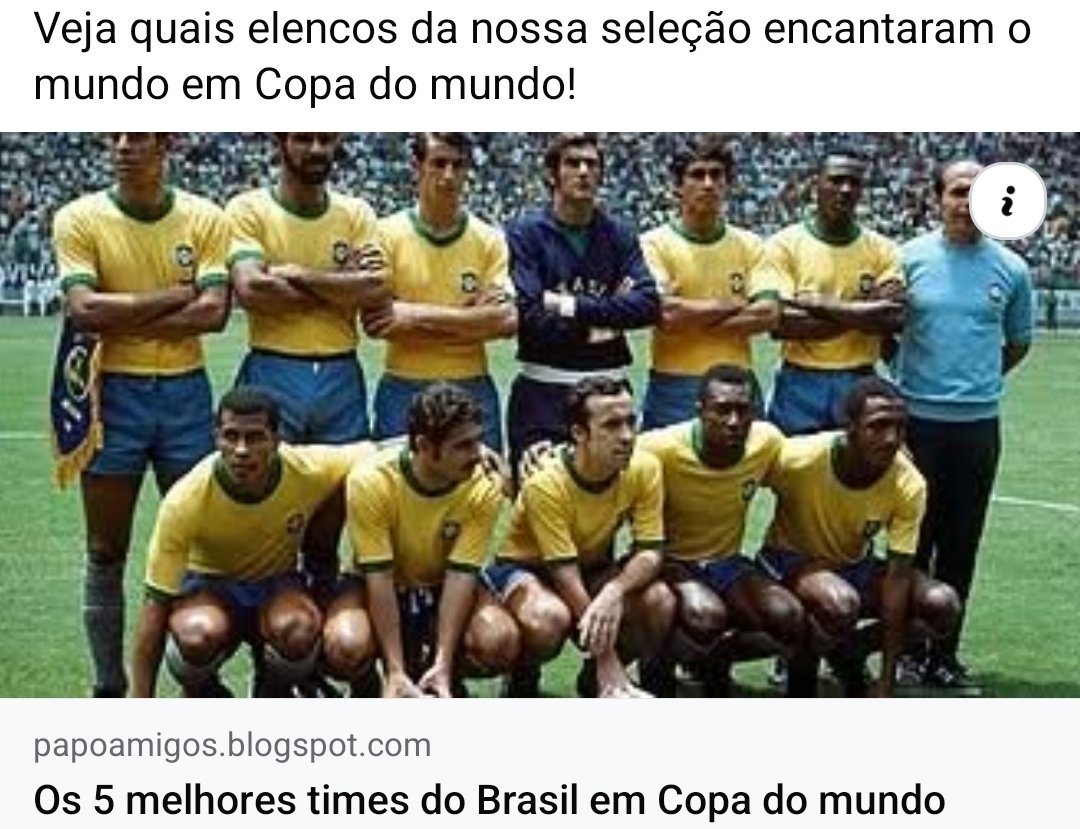 PapoAmigosBlog's tweet photo. Relembre cinco times da seleção que marcaram a Copa do mundo!

https://t.co/JTvcqfRC1Q https://t.co/Rv0Xm9Vyia