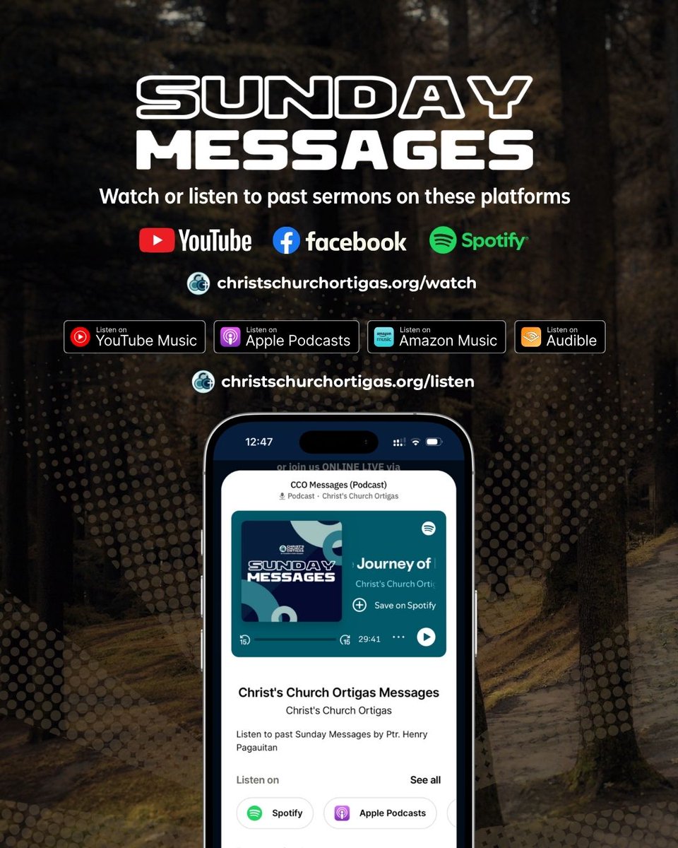 ccortigas's tweet photo. The Journey of Discipleship: My Trial, My Testimony
5-Day Message Devotional

Read on Facebook or Instagram.

Watch or listen to past sermons at https://t.co/ICAN7dYoPI or on your preferred podcasting platform. Search "Christ's Church Ortigas Sunday Messages"

#CCOrtigas https://t.co/ueUFKG8egv