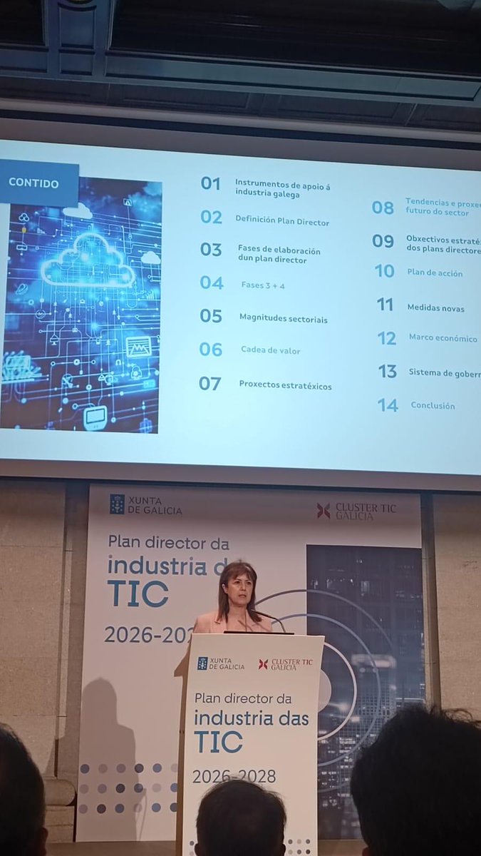 Gradiant's tweet photo. . @lperezfreire, ha participado en la presentación del Plan Director de la Industria #TIC 2026-2028 de la @Xunta, la hoja de ruta para fortalecer el sector tecnológico gallego e impulsar empresas más competitivas, innovadoras y con mayor capacidad de crecimiento.
@clusterticgal https://t.co/Xm9aTPsCES