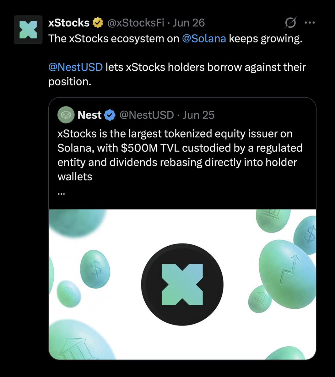 standotsui's tweet photo. some alpha for Ansem and my people

starting tomorrow, you can farm 2 airdrops at once:

- xStocks, @xStocksFi
- nest, @NestUSD

so far there's barely any competition on the nest leaderboard, only around 100 wallets participating

as always, risks exist, dyor https://t.co/y0kBwppZgr