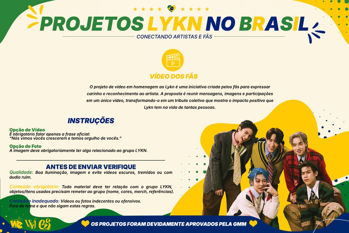 Willestsuportbr's tweet photo. 🎥| PROJETO LYKN NO BRASIL - VÍDEO DE FÃ

Estamos reunindo vídeos e fotos de fãs para criar um vídeo especial, mostrando todo o carinho e orgulho que sentimos pelo grupo. Essa é a oportunidade de fazer parte desse momento inesquecível!

🚨 Como participar:
Preencha o formulário e preste atenção em todas as regras.

https://t.co/JcVdRdXOIM

Para que seja possível incluir o maior número de fãs na edição final, todos os vídeos deverão conter apenas a frase oficial que foi escolhida via votação em todas as nossas redes sociais:
“Nós vimos vocês crescerem e temos orgulho de vocês.”

📅 Prazo: 05/07/26 às 22h
Após essa data, iniciaremos a edição do vídeo e não será mais possível incluir novos materiais.

Esperamos contar com a participação de todos para mostrar ao LYKN o quanto eles são queridos pelos fãs brasileiros! 💚

#williamjkp #WESTIE #LYKN #LYKYOU