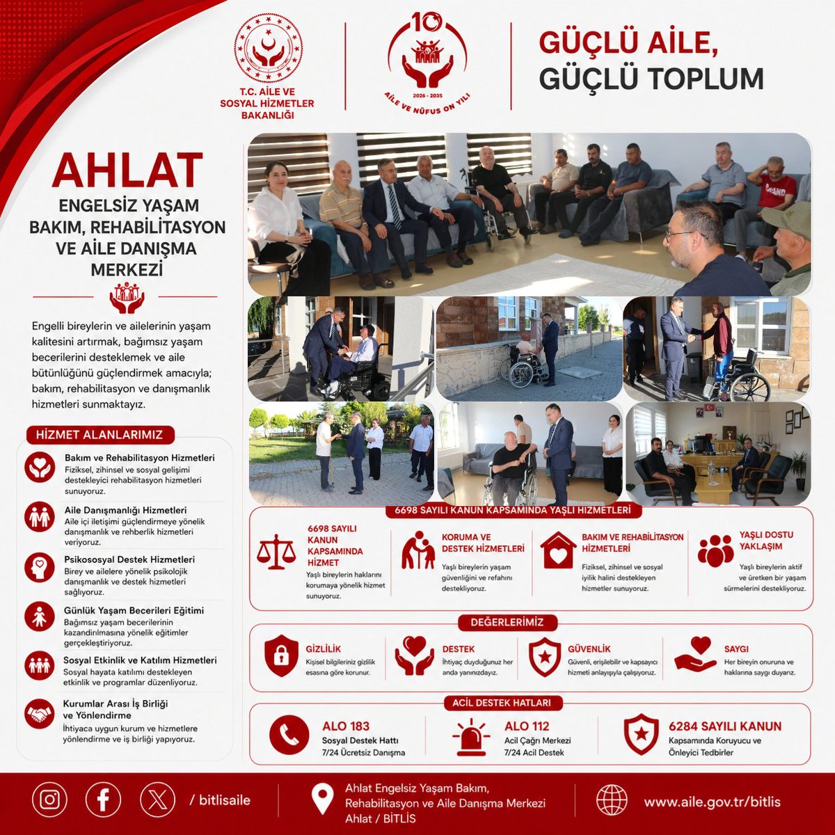 bitlis_aile's tweet photo. 💙 Özel Bireylerimiz ve Yaşlılarımızla Gönül Buluşması

İl Müdürümüz Vefa Akdoğan, Müdürlüğümüze bağlı Ahlat Engelsiz Yaşam Bakım, Rehabilitasyon ve Aile Danışma Merkezi Müdürlüğümüzü ziyaret etti.

Ziyaret kapsamında özel bireylerimiz ve yaşlılarımızla bir araya gelen İl Müdürümüz, kurum sakinlerimizle samimi sohbetler gerçekleştirerek yakından ilgilendi. Kurum sakinlerimizin talep ve görüşlerini dinleyen İl Müdürümüz, sunulan hizmetlere ilişkin değerlendirmelerde bulundu.
@tcailesosyal  @BitlisValiligi @ashb_eyhgm