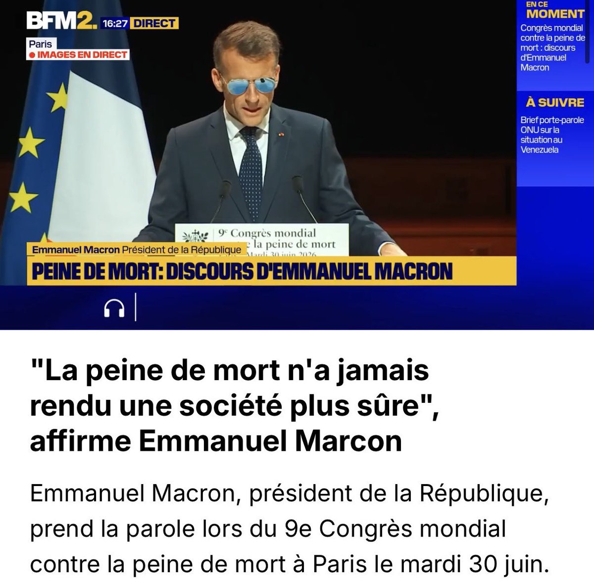 laurenceputih's tweet photo. @YaelBRAUNPIVET 30 juin 2026 
#Macron MENT sur la peine de mort il vient de la rétablir !!!

#Euthanasie MEURTRE LEGALISE = #PeineDeMort rétablie ce 30 juin 2026 
Hitler le faisait #Macron et ses sbires s'en inspirent 
A VOMIR 
Pensées à #simoneVeil😭🤮

#Facealinfo #Hdpros2 #GGRMC #DIrectAN https://t.co/gfwBcG1M2z
