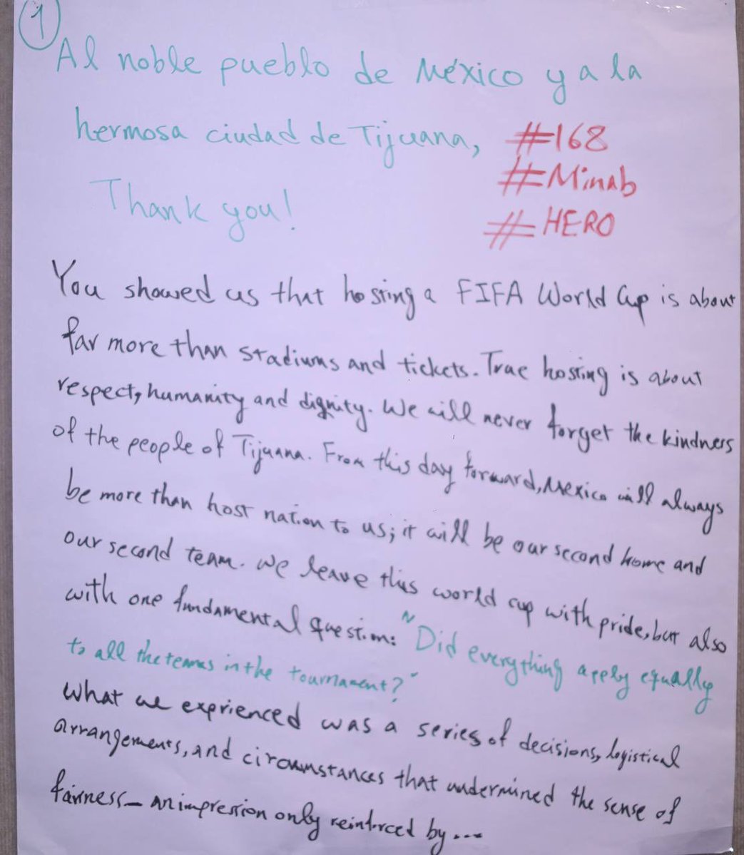 TmMelliAnalysis's tweet photo. ⚽️🇮🇷 The message Team Melli left behind for the hotel staff before departing.

Thank you Mexico for your hospitality, you showed the world what it means to be a World Cup host, we will forever be grateful 🇮🇷🤝🇲🇽❤️ https://t.co/UOIuNQ0uTv