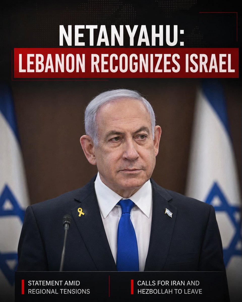 EyeonPalestine's tweet photo. Netanyahu: “Lebanon recognizes Israel, Israel recognizes Lebanon, and we say to Iran and Hezbollah: Get out of here.” https://t.co/cWMtSXqhLf