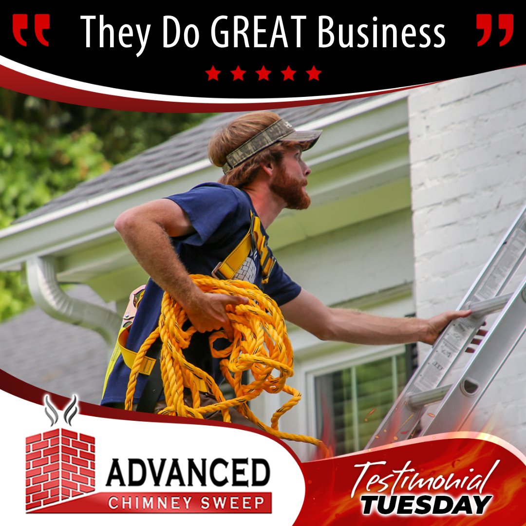 AdvancedSweep's tweet photo. “This company is amazing! My mom’s chimney got done and the insurance was giving her issues on finishing the outside and they are going out of their way to make sure she gets taken care of... 10/10 RECOMMEND. They do not do good business; they do GREAT business.”

Katy T. https://t.co/5en2MwVvfY
