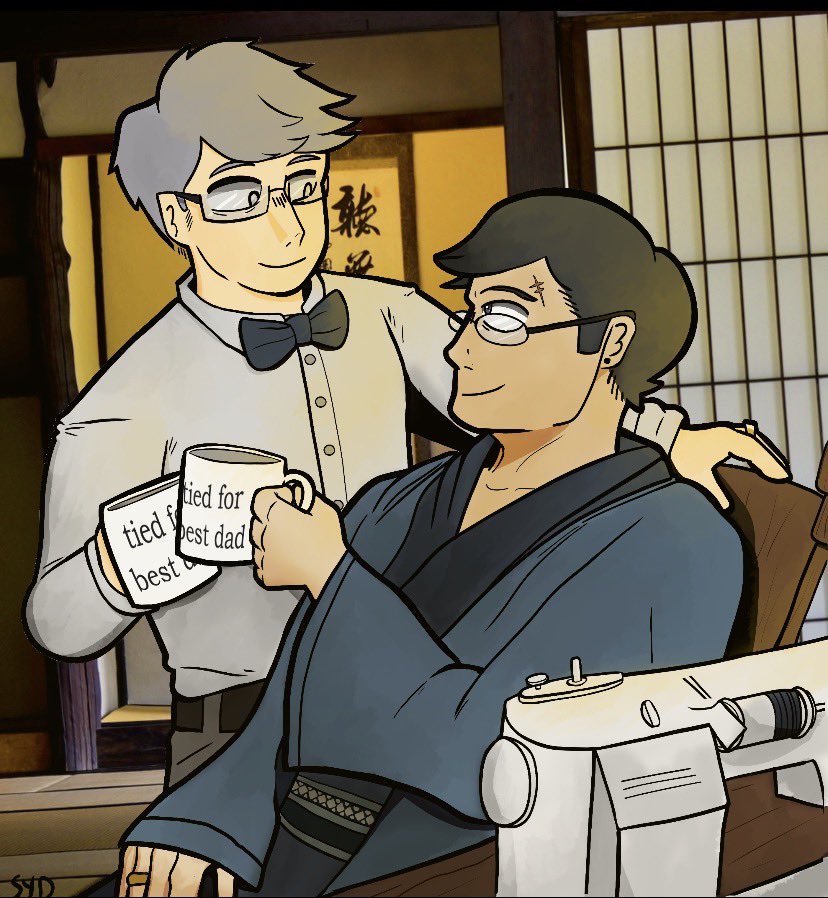 demonSeaweed's tweet photo. Forgot to post the other commission that my cousin @art.canine did for me that also takes place in the Persona 4 au that I’m working on. This one features Yu and Kanji. They are in their 30s in this picture #persona4 #yunarukami #kanjitatsumi #soukan https://t.co/PlOoRv72q0
