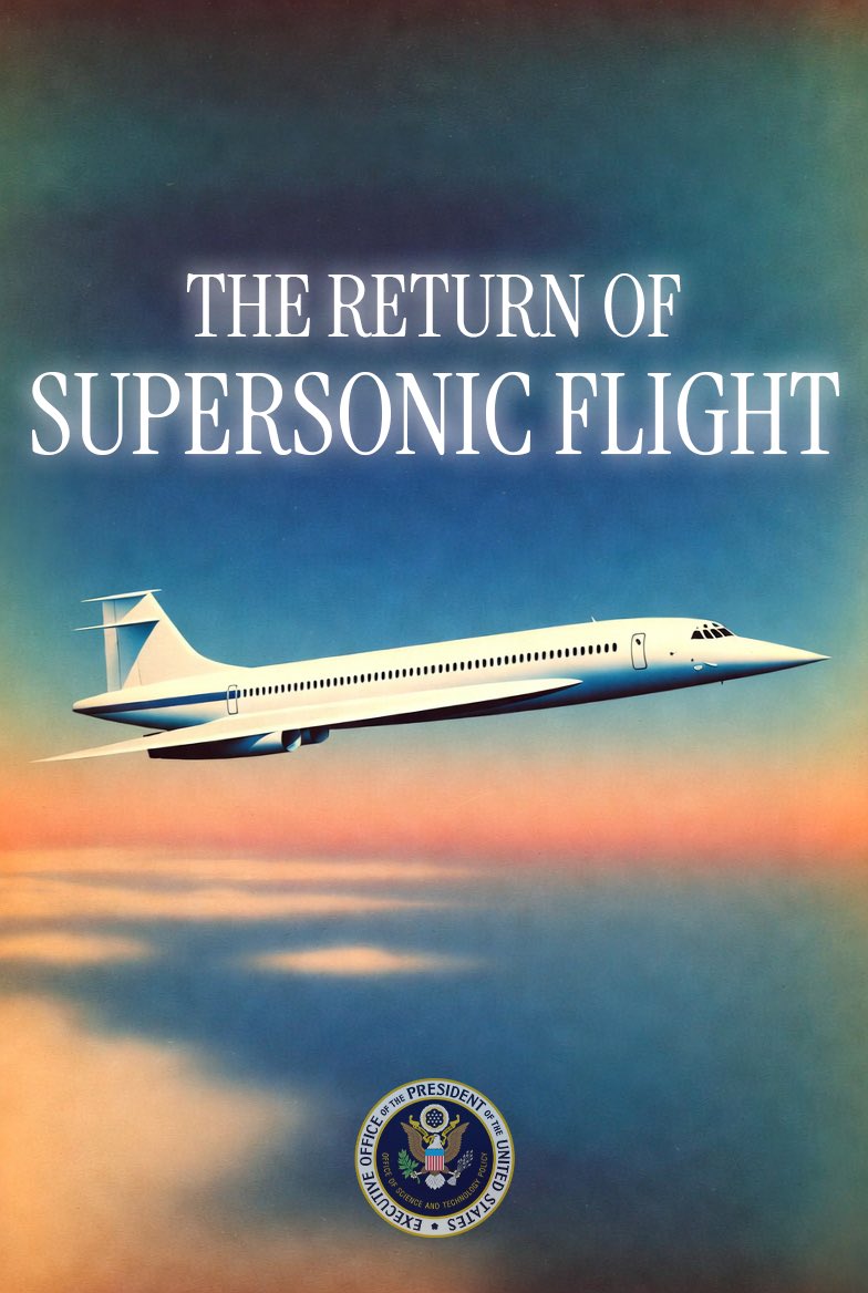 WHOSTP47's tweet photo. PRESIDENT TRUMP IS CLEARING THE RUNWAY FOR SUPERSONIC FLIGHT ✈️

Today, as directed by @POTUS's EO, @USDOT proposed new rules for noise limits instead of speed limits for next generation supersonic aircraft. 

American ingenuity broke the sound barrier once before. Supersonic innovation means quieter, faster, and safer travel for people and goods across the country.