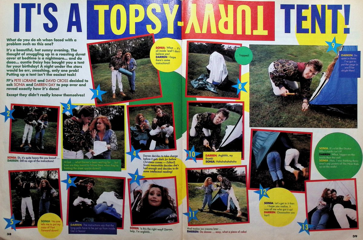 TvDidYouSee's tweet photo. From June 1991 - FAST FORWARD Summer Spesh '91 #AntAndDec and #JillHalfpenny are amongst those having a PICNIC AT THE GROVE. IT'S A TOPSY TURVY TENT that #Sonia and #DarrenDay have got. FUN IN THE SUN! Are you a #ChesneyHawkes superfan? https://t.co/LfYiIKLVop