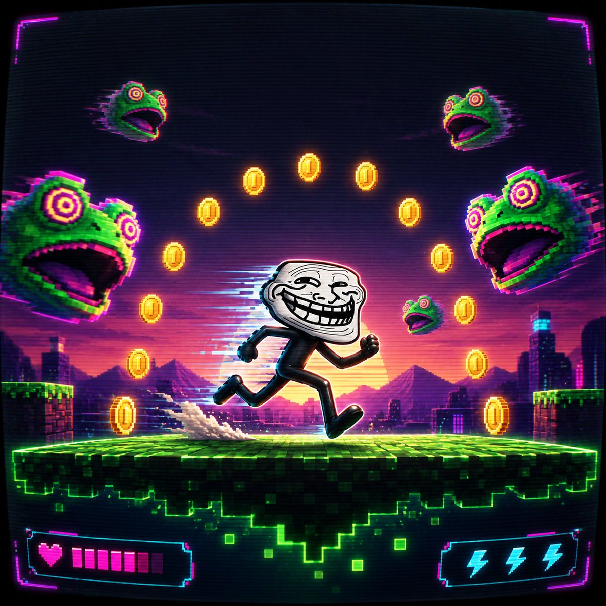 memerunarmy's tweet photo. The Chart Can Wait — The Troll Is Already Running 🕹️

Meme Run Turns Solana Meme Energy Into A Playable Chaos Loop: Jump, Double Jump, Collect Swag, Dodge The Spikes.

Press Play, Chase The High Score, Then Ape The Meme. https://t.co/bCoVtHO3AN