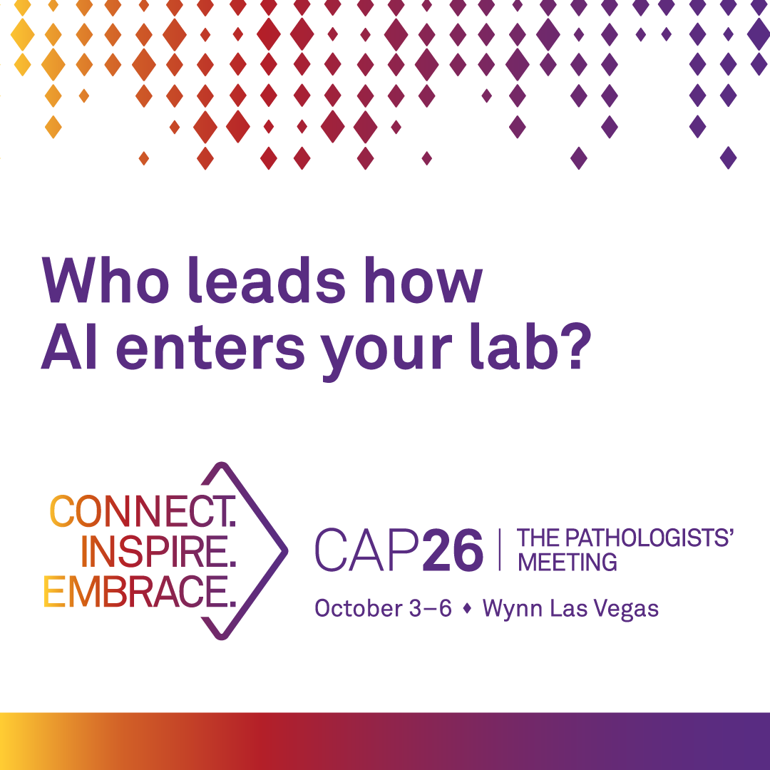 Pathologists's tweet photo. AI is changing pathology, and pathologists can help shape how it enters the lab. At #CAP26, explore practical tools, digital pathology implementation, and governance considerations designed to support confident adoption. Register now for CAP26. https://t.co/z0begCJYfl https://t.co/FLS0aORLJf