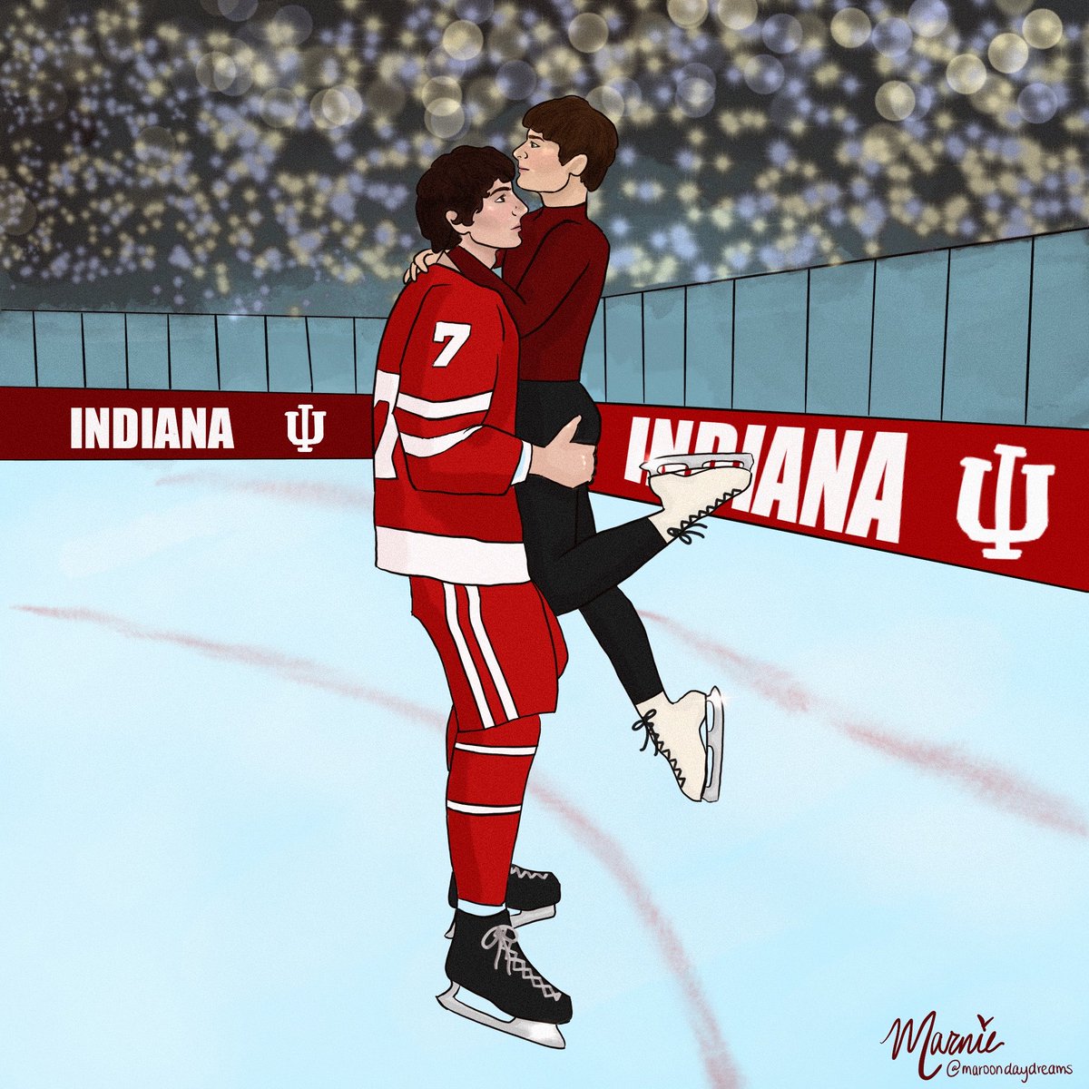 maroondaydreams's tweet photo. anyway here’s more art for a fic i can attest is 100% human made bc wren puts so much love, care, and attention into her work 🏒⛸️ power play is that girl, go read it https://t.co/3zBqj4k6ON