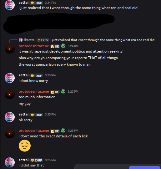 Pand3m0nium30's tweet photo. 🧵

I saw the chat and everything, to those who want the screenshots, here. 

Boo/Natz is apathetic, literally does not care and talks behind Zettai for venting. (in the thread below there will be more screenshots) Meanwhile the person who harassed Zettai for venting has been- https://t.co/lYIVMnEKyW