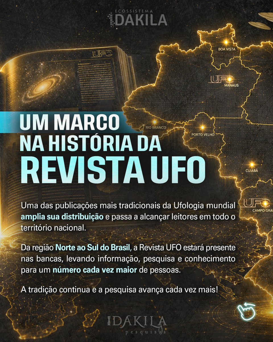 urandirresponde's tweet photo. AGORA O BRASIL INTEIRO TEM ACESSO À #RevistaUFO!

A edição nº 001 | 303 estará disponível em todos os estados brasileiros, chegando às capitais e a milhares de municípios no dia 1º de JULHO.

Adquira o seu exemplar nas bancas e acompanhe de perto essa evolução!
#dakila #ufo https://t.co/BHJjTs5iiJ
