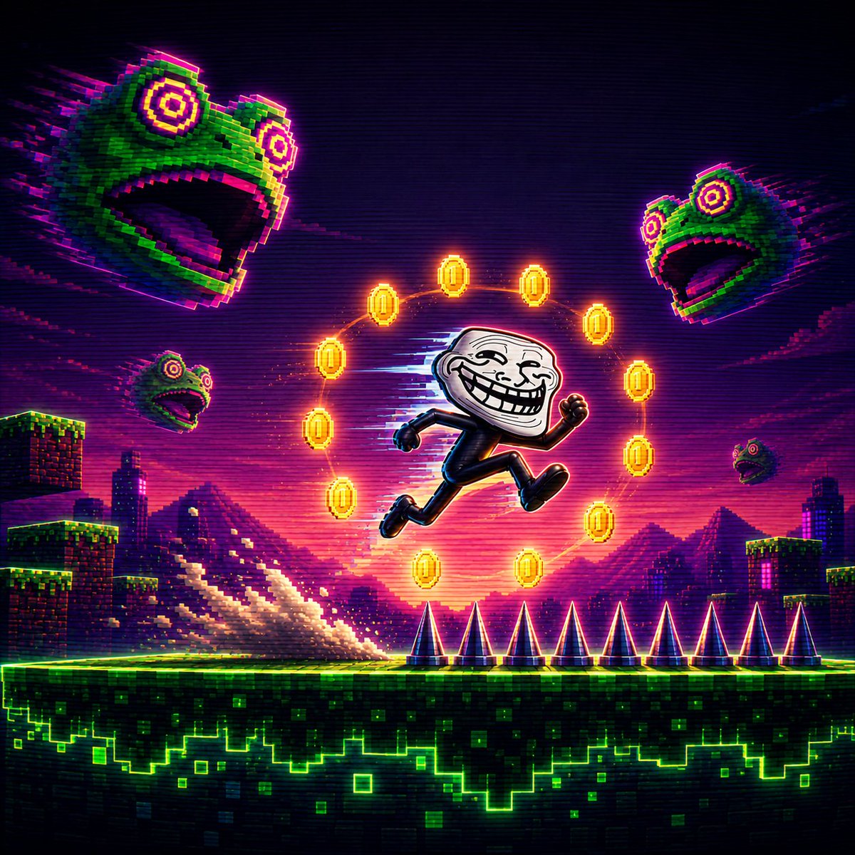 memerunarmy's tweet photo. Your Portfolio Has Enough Tabs Open.

Meme Run Gives The Degen Brain Something Cleaner: One Screen, One Button, One Troll Sprinting Through Cursed Arcade Air.

Play First. Think Later. 🐸 https://t.co/grKwwHsCnx