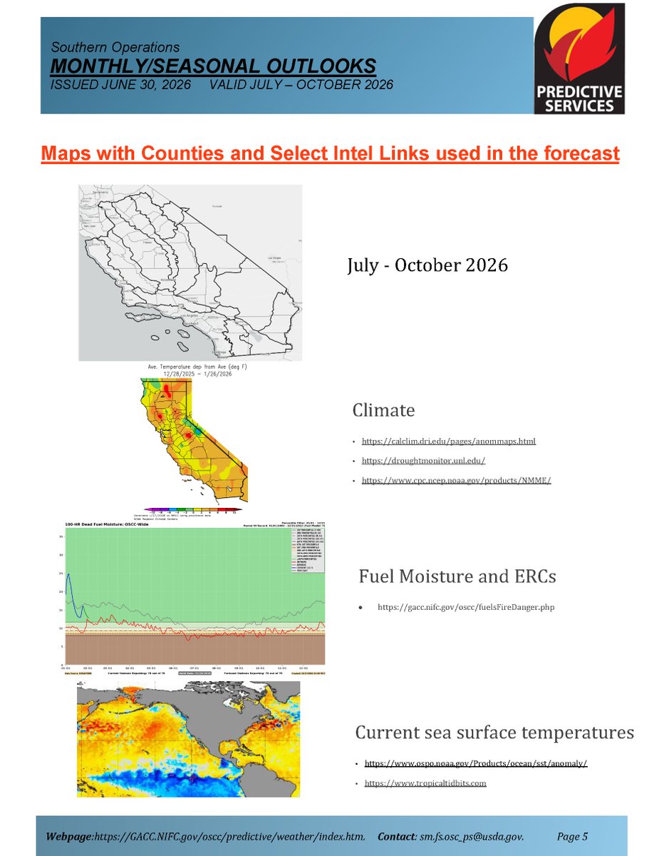 JhawkFire's tweet photo. 2/2 #Wildfire #SoOpsPredictiveServices #Assessment_Outlook July-October2026 #FireWeather #FireFuels #FireBehavior https://t.co/S61aL2PW9b @NWSLosAngeles @NWSSanDiego @NWSSPC @NWS_IMET_OPS @imetrich https://t.co/wnXywNOtC1