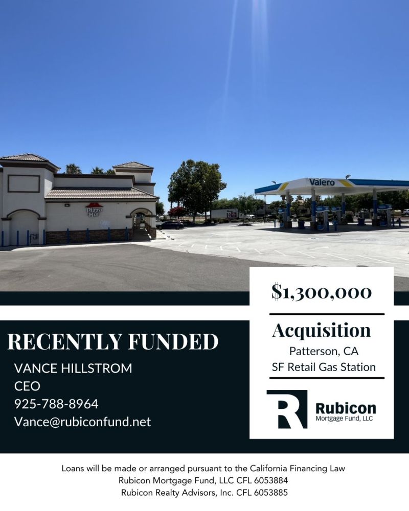 RubiconFund's tweet photo. We closed a $1,300,000 loan for the acquisition of a retail gas station just south of Tracy, California.

https://t.co/7ftw2sRp2b

#rubiconmortgagefund #acquisition #privatemoneyloans https://t.co/siE5f1dUtl