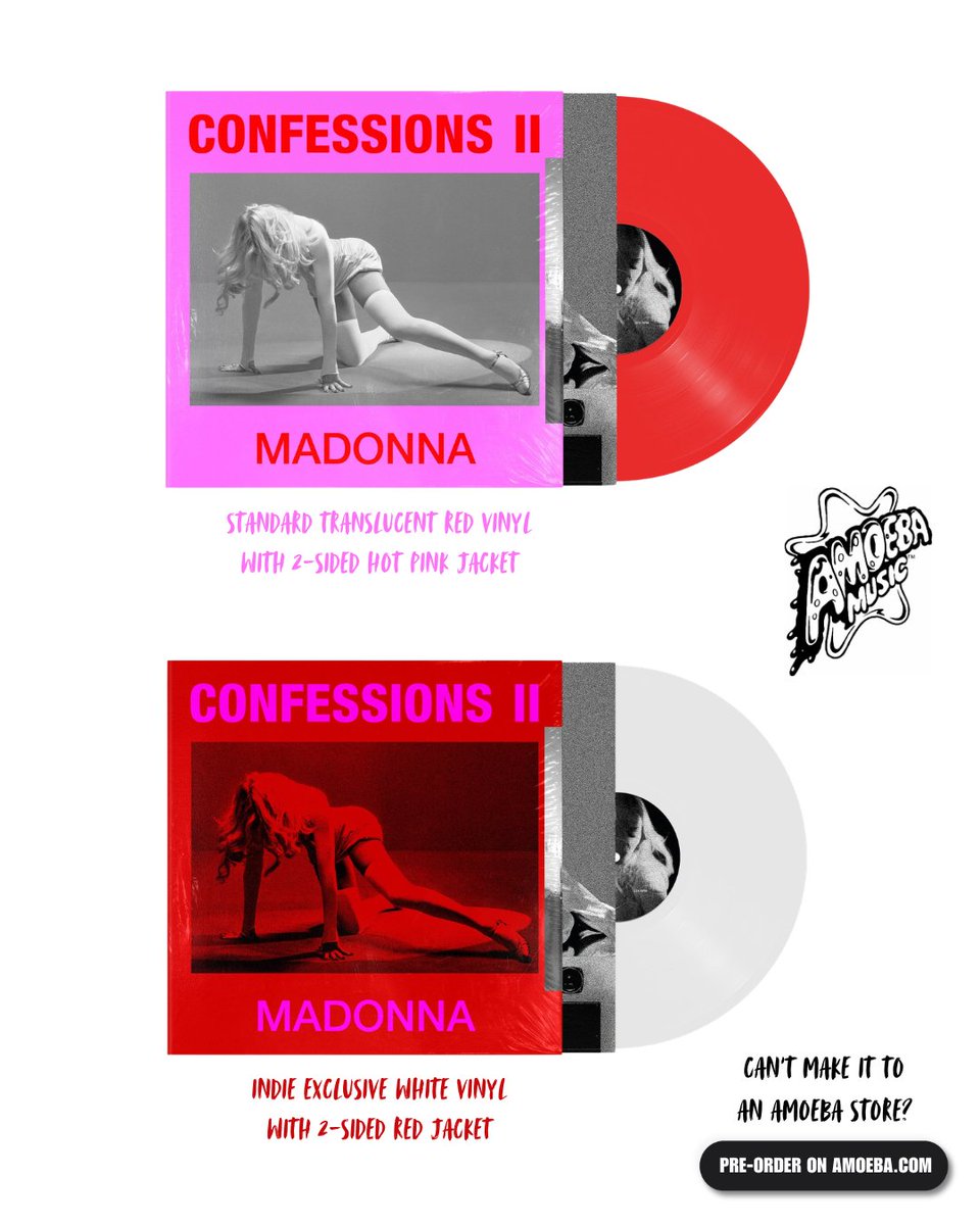 amoebamusic's tweet photo. We're celebrating @Madonna's "CONFESSIONS II" at all three Amoeba stores this Friday, July 3rd at 5pm!

Come #ListenTogether, take a photo with a Madonna backdrop, get a free poster or button (while they last), and win prizes!

Info: https://t.co/QriWmJBjk9

#ListenToMadonna https://t.co/MEmQ5wb2ii