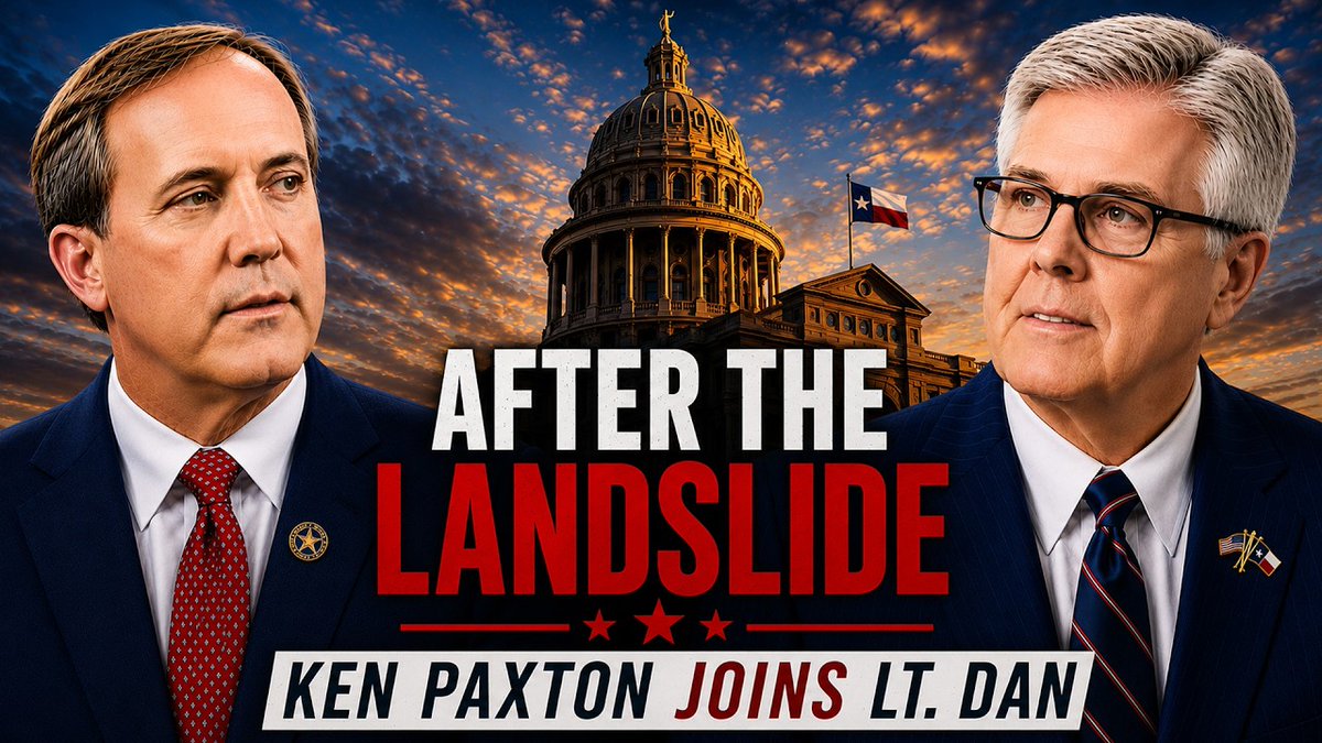 DanPatrick's tweet photo. On Thursday, I launched my new podcast, Lt. Dan, where every week, I’ll go behind the headlines to break down the issues, elections, and stories shaping Texas and the future of our country.

My first podcast episode with @KenPaxtonTX is live now! You can watch it wherever you get your podcasts, at https://t.co/zLR2LcWoft, or on my YouTube channel https://t.co/IzxahjrB3u.