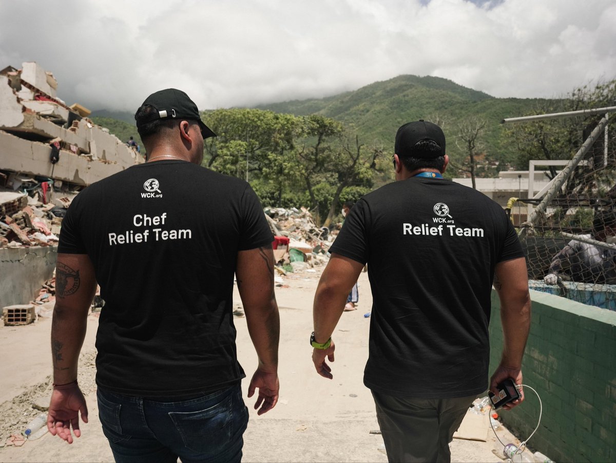 chefjoseandres's tweet photo. There’s a moment when our @wckitchen teams, alongside the rescue crews in Venezuela, stop what they’re doing and listen for signs of life beneath the rubble. It’s the hardest moment for everyone, especially families searching for their loved ones, like José Miguel Montilla. His daughter and his son-in-law remain trapped beneath the collapsed debris. Rescue teams have located them, but José Miguel says the waiting is unbearable.

The need for rescuers and heavy equipment is overwhelming. Neighbors have become first responders, digging, lifting, and searching with whatever tools and strength they have, standing side by side with the professionals. Because of safety concerns, our @wckitchen teams are delivering water and food by hand, ensuring that every responder, volunteer, and family member receives support where they are. #ChefsForVenezuela