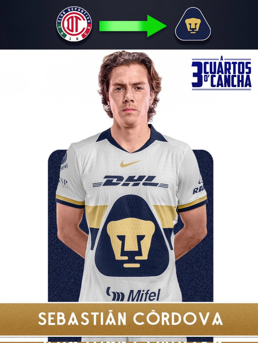 A3CuartosDe's tweet photo. Córdova es felino ⚽️🇲🇽

📋 Pumas informó que Sebastián Córdova es nuevo jugador felino. 

✅️ Se incorporará de inmediato al primer equipo que dirige el entrenador Esteban Solari, para trabajar de cara al torneo Apertura 2026 de la #LigaMx

#Cancheros #UNAM #Pumas #México https://t.co/vxY9Rypfl7