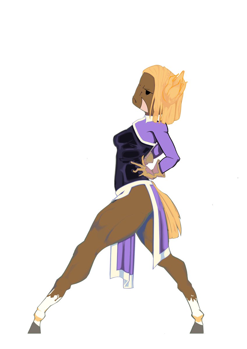 WitDaBlizzard's tweet photo. To be completely honest, I never envisioned her to have a tail, despite her being a horse hybrid. 

I lazily drew in a temporary tail here to demonstrate what one would look like on her, so try to ignore how off it looks lol.

are tails really necessary for Hybrid characters? https://t.co/2yy2YF1bmJ