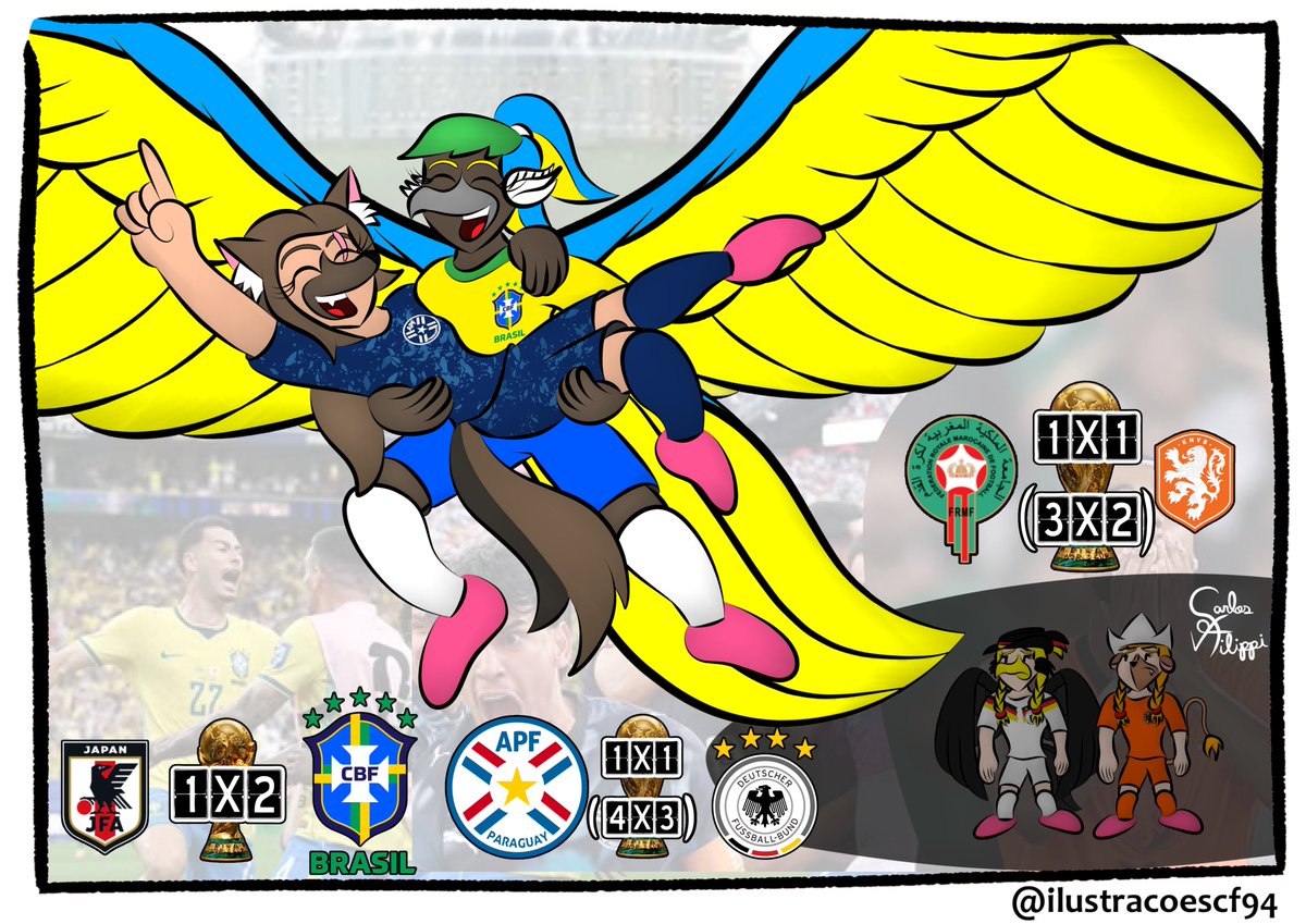 IlustracoesCF94's tweet photo. Quem nasceu pra ser Champions,
NUNCA SERÁ LIBERTADORES!
#copadomundo #ararinhadobrasil #arcygomezdoparaguai #tulipadaholanda #fraülendaalemanha #brasil #paraguai #alemanha #holanda https://t.co/loslA3PpWD