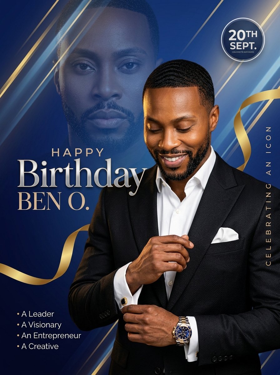 digitalskillsws's tweet photo. You can create this flier by using the prompt in the comment... 

Gentleman, Celebrate your Birthday with great visual.

Glow Prompt Studio #036 | Luxury Style for Men

Like, follow, and save this prompt for later. 

Then share your result in the comments!
What's your favorite part of the image? 👇
#GlowPromptStudio