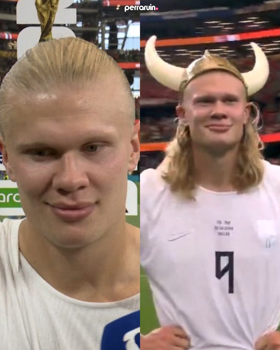 PERRARUlN's tweet photo. HAALAND CELEBRA AL ESTILO VIKINGO TRAS LA VICTORIA 🇳🇴🔥

Erling Haaland volvió a llamar la atención en redes sociales luego de la victoria de Noruega, al aparecer en la celebración usando un sombrero con estilo vikingo, sumándose al ambiente festivo del equipo. https://t.co/O9J5nz49BW