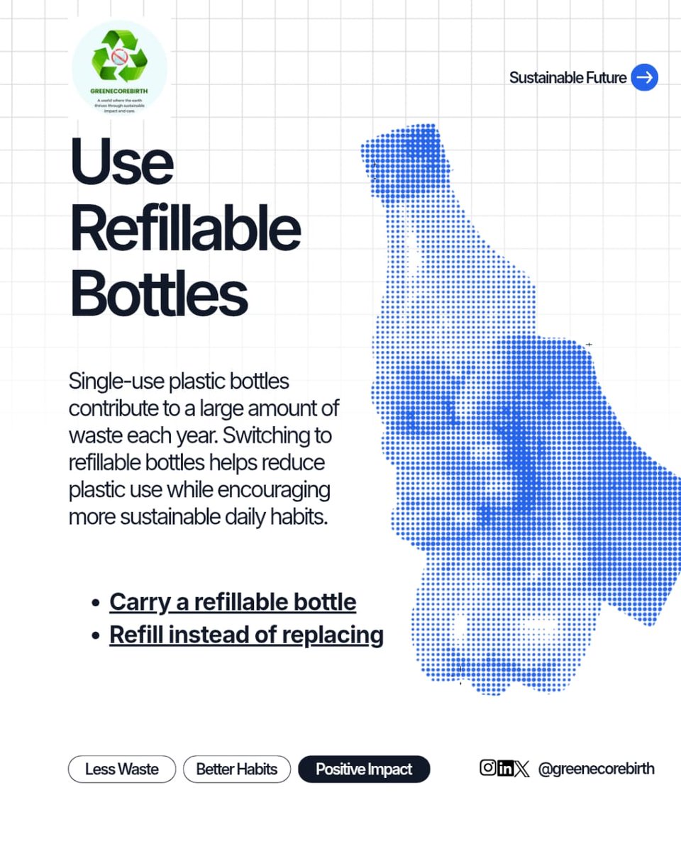 greenecorebirth's tweet photo. The Earth doesn't need a handful of people doing sustainability perfectly. It needs millions of people making small changes consistently. 🌱💚

Every plastic bottle you refill.
Every reusable container you choose.
Every single-use plastic you refuse.

It may seem like a small... https://t.co/Bl6ulfrA5X