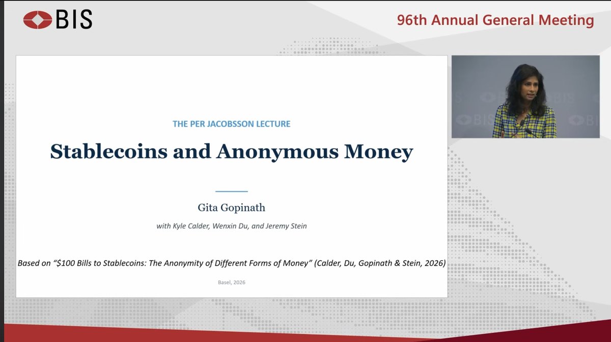 CDemanincor's tweet photo. The Bank for International Settlements dedicated part of its 96th Annual General Meeting to a lecture on stablecoins and anonymous money.

That says a lot about where the industry is heading.

Stablecoins are a topic of discussion at the world's most influential banking institutions.

Digital assets are no longer being viewed as a niche technology they're becoming part of the future architecture of money.
👇🏼
https://t.co/JNt5KzT3Po
