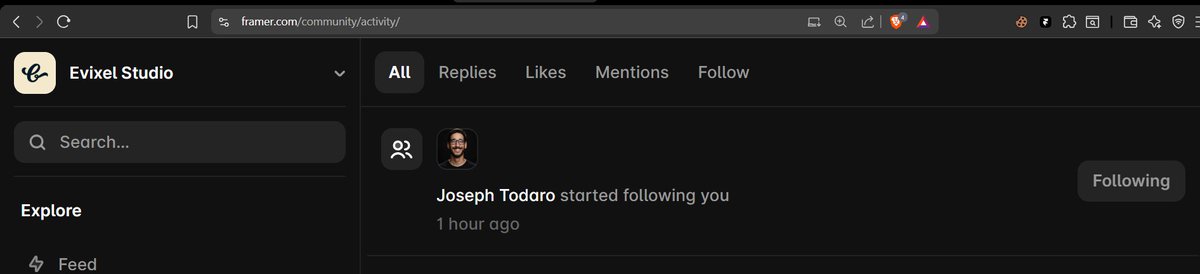 EvixelStudio's tweet photo. 👀 The legend himself just followed us. 🙏
Back to shipping. 🚀

https://t.co/qr8HkY4z3p

#Framer https://t.co/OoWzlpmc7z