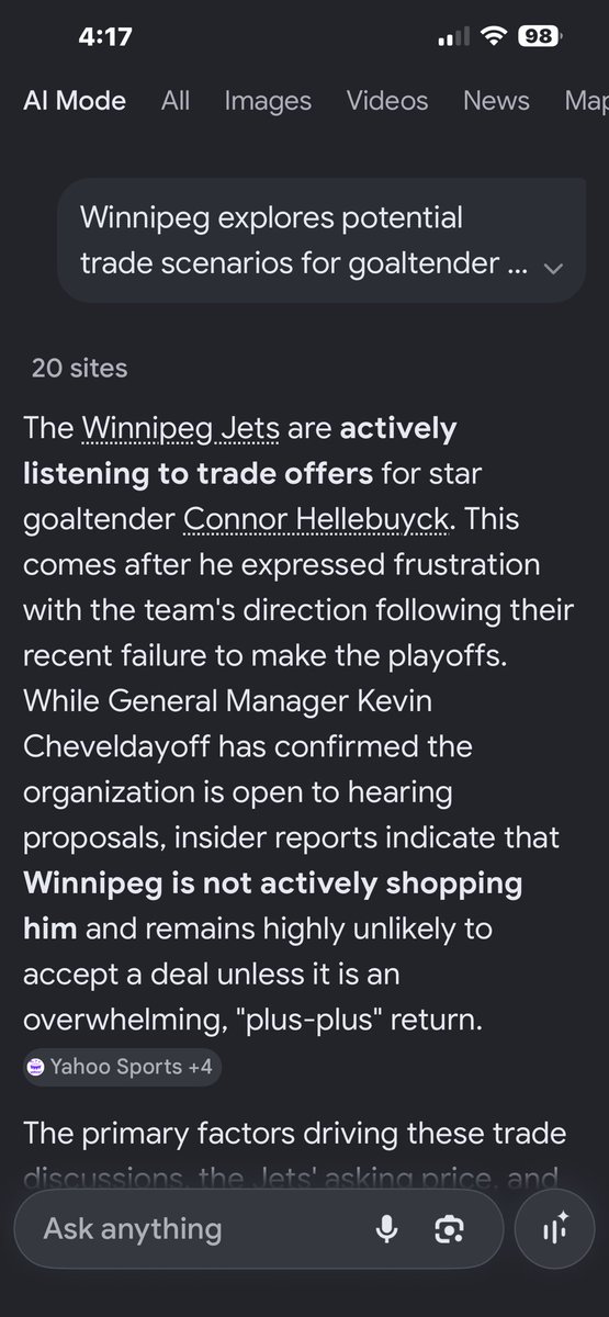 bglenwright's tweet photo. Hellebyuck’s complaining and wanting to leave the jets is because of his teammates fault for not making the playoffs! Well it’s mostly you who is a shitty saver sorry not sorry ! You can’t blame them when your the problem to! @NHLJets https://t.co/Dsr6sE0U6u