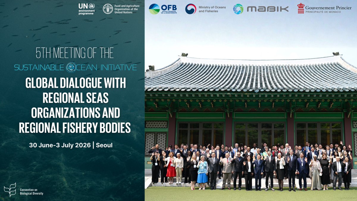 UNBiodiversity's tweet photo. The 5th SOI Global Dialogue opened today in Seoul!

🌊Regional seas organizations, regional fishery bodies, global organizations &amp; partners will discuss strengthening cross-sectoral cooperation, including in support of global ocean commitments.

🔗https://t.co/MYyyamyXqj https://t.co/tNy7BRthqv