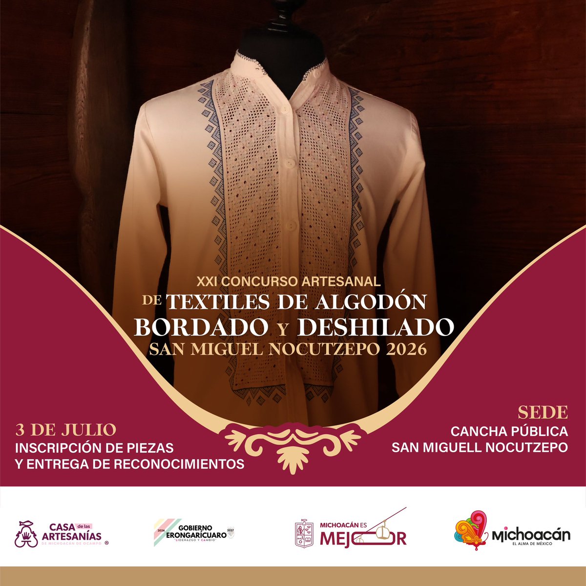 casartmichoacan's tweet photo. 🧵✨ El talento, la tradición y la identidad de nuestras artesanas se hacen presentes en el XXI Concurso Artesanal de Textiles de Algodón, Bordado y Deshilado San Miguel Nocutzepo 2026.

#ArtesaníaMichoacana #elAlmadeMéxico ✨ https://t.co/KrZuxM7A6T