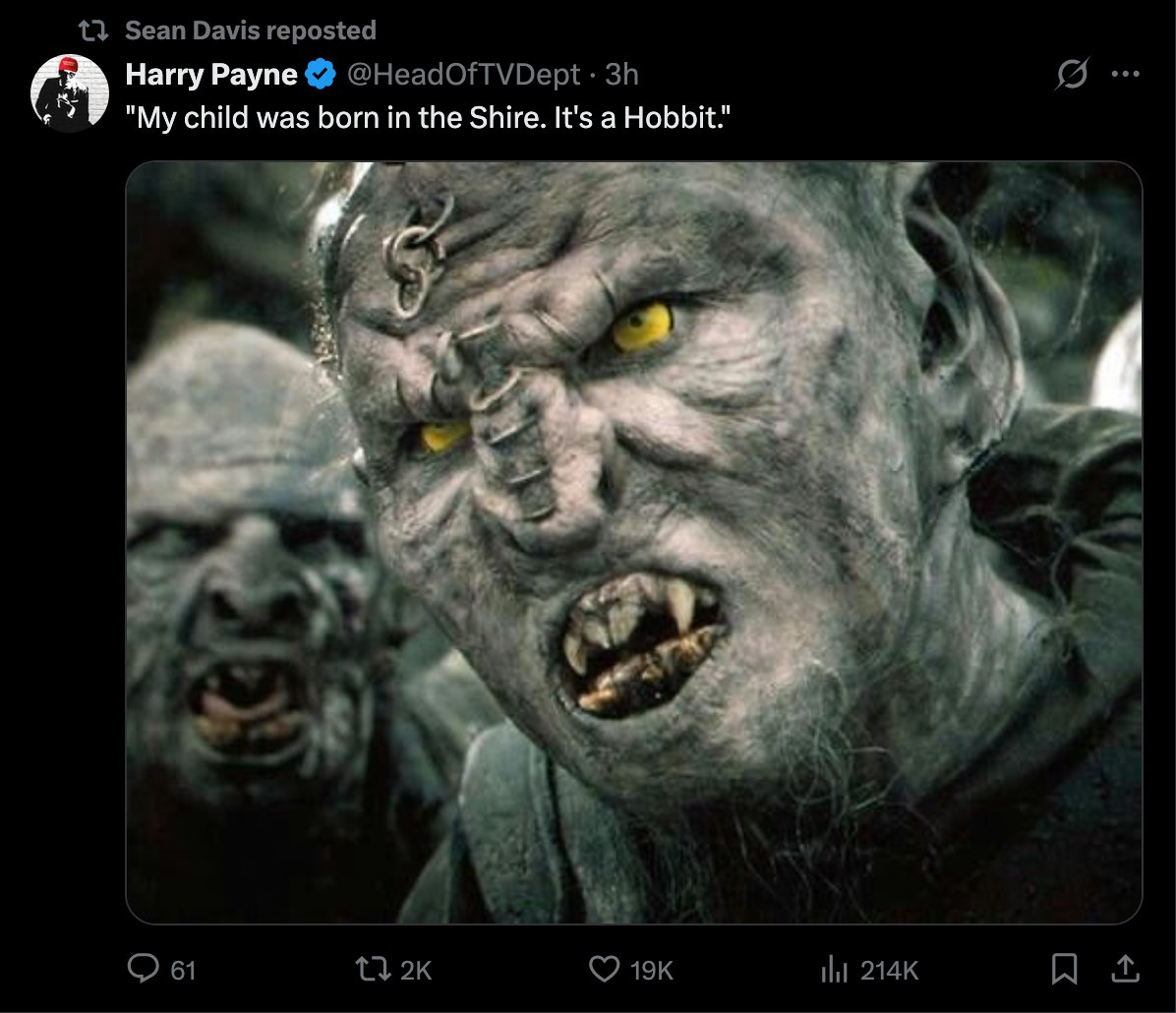 Weirdadverb's tweet photo. One of MAGA's many crimes is appropriating LOTR for their thuddingly dull white nationalism. 

Tolkien hated Nazis and their racial purity ideology. He would have hated MAGA for appropriating his mythology for their overtly racist jingoism. https://t.co/cEUimsE4KF
