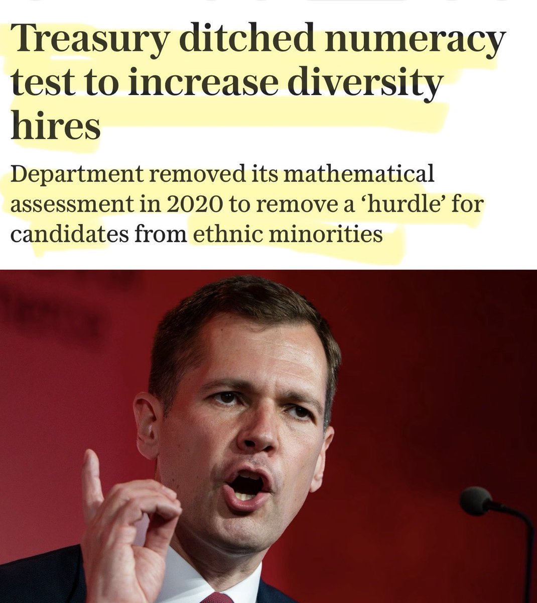 Artemisfornow's tweet photo. WHAT? … The UK Treasury REMOVED numeracy tests, so they could hire more ethnic minorities?

Wtf have I just read?  Firstly it’s incredibly racist and secondly .. I think being able to fucking add up is fundamental for working in the fucking Treasury!

Seriously 🤡 https://t.co/8GtXLTY2a0