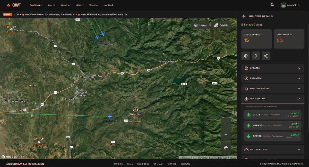 CaliFireTracker's tweet photo. A large resource request has been placed for the #HappyFire, consisting of a single Type-2 helicopter. An additional 10 engines, 4 handcrews, 2 dozers, and a total of 5 water tenders. https://t.co/W8uWSiU5Np